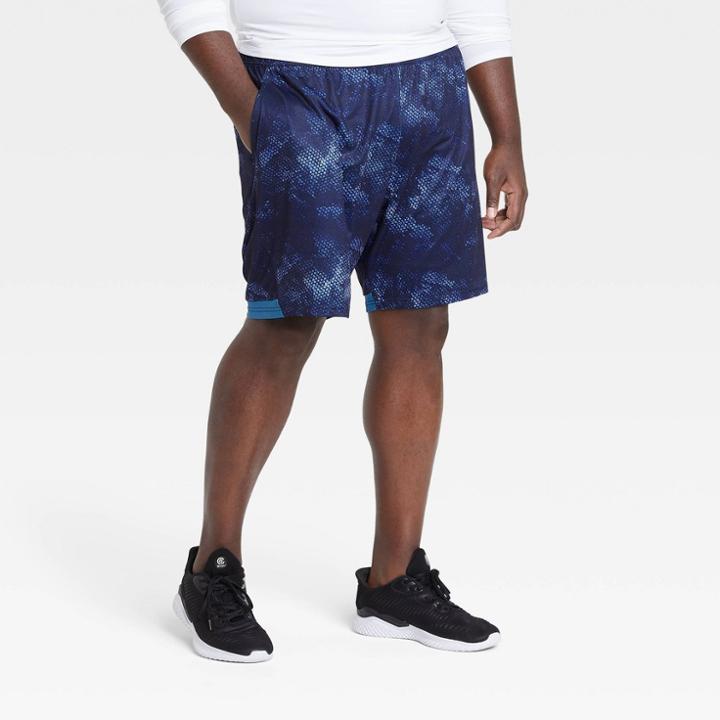 Men's Big & Tall Camo Print Training Shorts - All In Motion Blue Camo