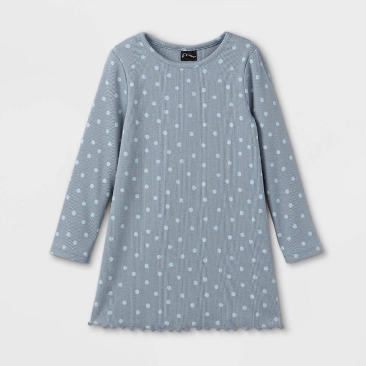 Toddler Girls' Ribbed Long Sleeve Dress - Art Class Blue