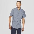 Men's Checkered Slim Fit Short Sleeve Poplin Button-down Shirt - Goodfellow & Co Breaktime Blue