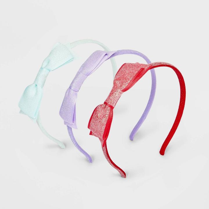 Girls' 3pk Glitter Bow Headbands - Cat & Jack