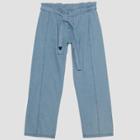 Junk Food Women's Mickey Mouse Chambray Tie-front Wide Leg Ankle Pants - Blue
