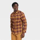 Men's Woven Button Long Sleeve Athletic Top - All In Motion Brown/gold