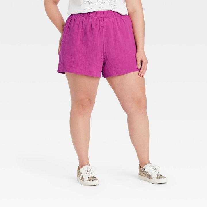 Women's Plus Size High-rise Pull-on Shorts - Universal Thread Pink