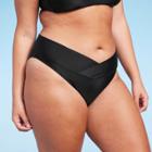 Women's Crossover High Leg Cheeky Mid-rise Bikini Bottom - Wild Fable Black Xxs