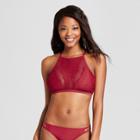 Women's Lace High Neck Bikini Top - Xhilaration Garnet Red D/dd Cup