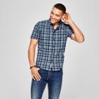 Men's Slim Fit Short Sleeve Soft Wash Northrop Button-down Shirt - Goodfellow & Co Cyber Blue