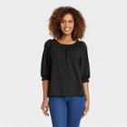 Women's Bishop 3/4 Sleeve Smocked Top - Knox Rose Black