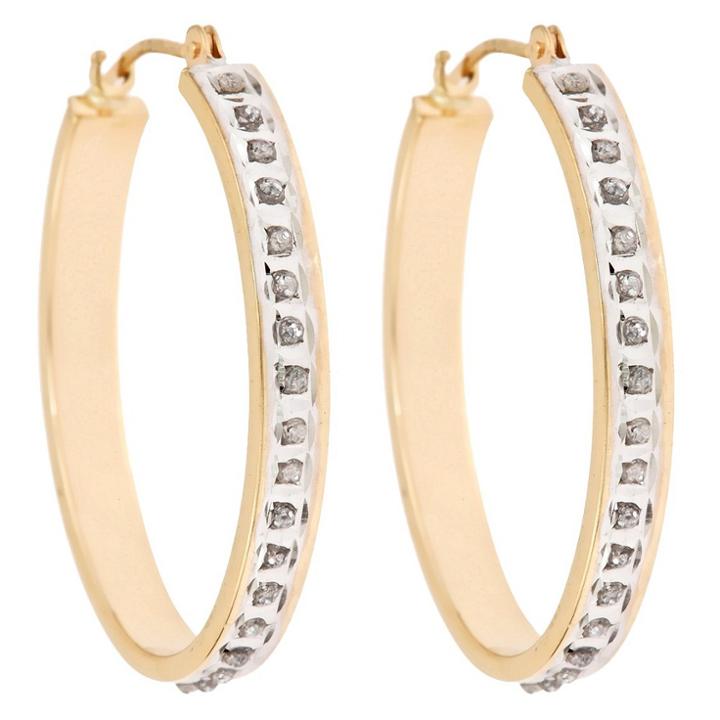 Target Oval Sterling Silver Earrings With Diamond Accents - Yellow