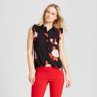 Women's Sleeveless Ruffle Button-up Blouse - Who What Wear Rose Print