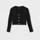 Girls' Fuzzy Button-up Cardigan - Art Class Black