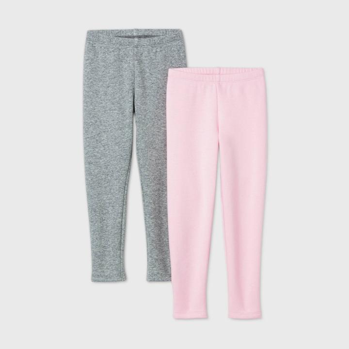 Toddler Girls' 2pk Cozy Leggings - Cat & Jack Gray/pink
