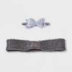 Baby Girls' 2pk Bow Headband Set - Cloud Island Gray,