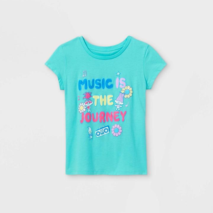 Universal Girls' Trolls Music Is The Journey Short Sleeve Graphic T-shirt - Blue