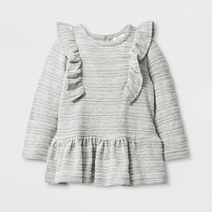 Baby Girls' Long Sleeve Knit Jacquard Tunics - Cat & Jack Gray