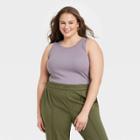 Women's Plus Size Ribbed Tank Top - A New Day Dark Purple