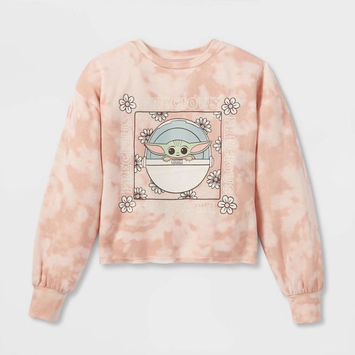 Lucas Girls' Star Wars: The Mandalorian The Child Sweatshirt - Pink