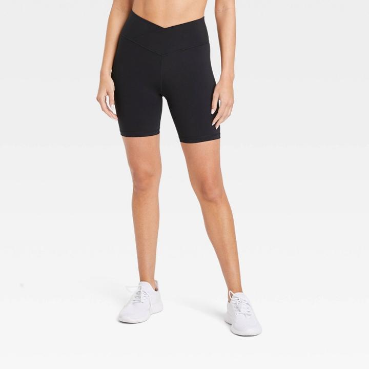 Women's High-rise Cross Front Bike Shorts 7 - Joylab Black