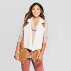 Women's Sleeveless Faux Suede With Fur Vest - Knox Rose Brown