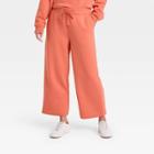 Women's High-rise Cropped Wide Leg Fleece Pants - A New Day Orange