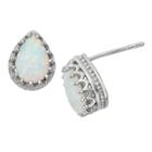 2 2/3 Tcw Tiara Sterling Silver Pear-cut Opal Crown Earrings, Women's, White