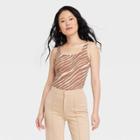 Women's Slim Fit Square Neck Tank Top - A New Day Zebra