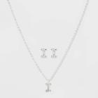 Initial I Crystal Jewelry Set - A New Day Silver, Women's