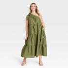 Women's Plus Size Sleeveless Shoulder Tie Dress - Who What Wear Olive Green