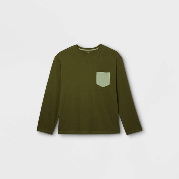Men's Regular Fit Crewneck Long Sleeve T-shirt - Original Use Green