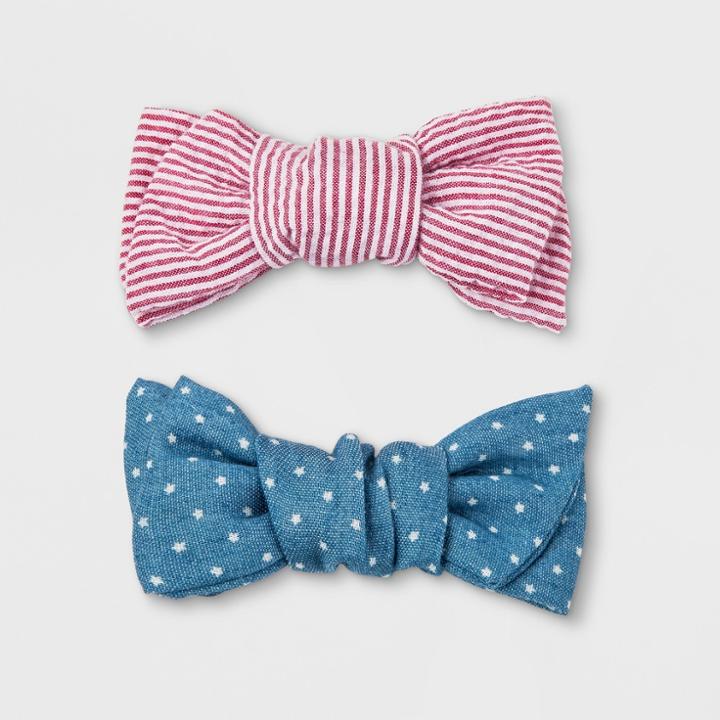 Girls' 2pk Bow Clip - Cat & Jack Blue