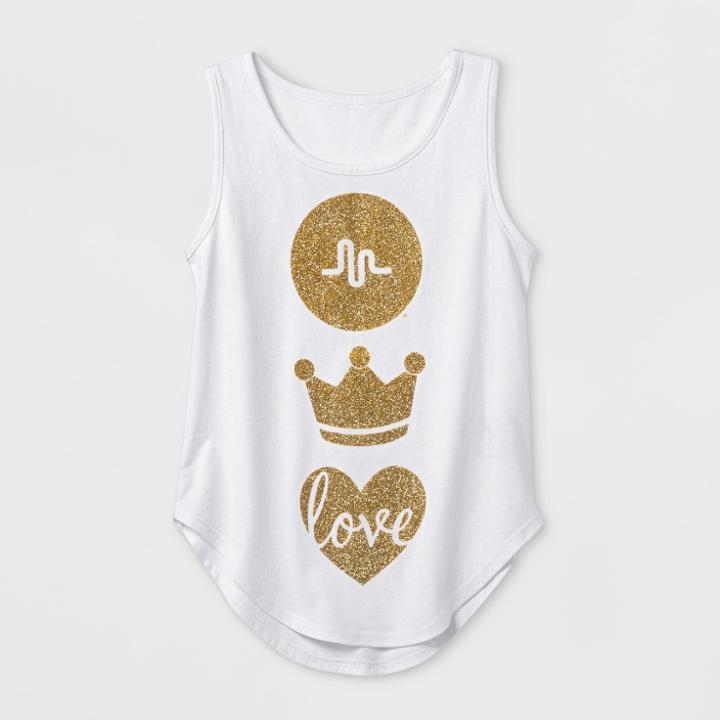 Girls' Musical.ly Crown Love Tank Top - White