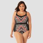 Women's Plus Size Slimming Control One Piece Swimsuit - Beach Betty By Miracle Brands Black Print 2x,