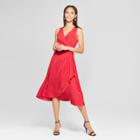 Mossimo Women's Drape Wrap Midi Dress With Circle Ring Tie -