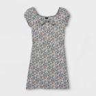 Girls' Woven Bunny Tie Short Sleeve Dress - Art Class Gray