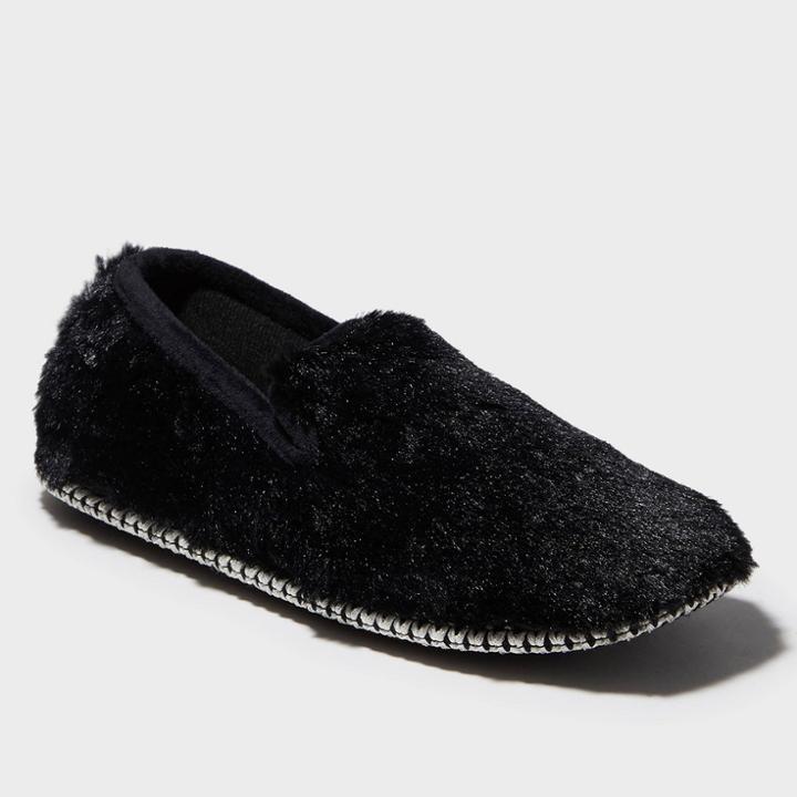 Women's Dluxe By Dearfoams Helen Chenille Loafer Slippers - Black Xl(11), Size: