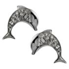 Journee Collection Tressa Collection Cubic Zirconia Dolphin Earrings In Sterling Silver, Women's