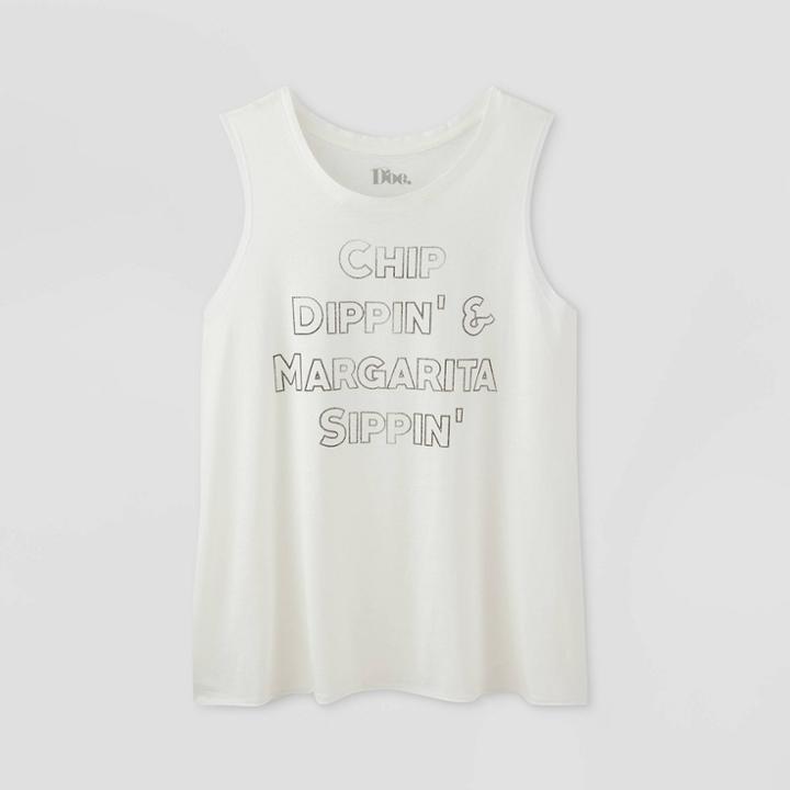 Doe. Women's Plus Size Chip Dippin & Maragrita Sippin Graphic Tank Top - Ivory 1x, Women's, Size: