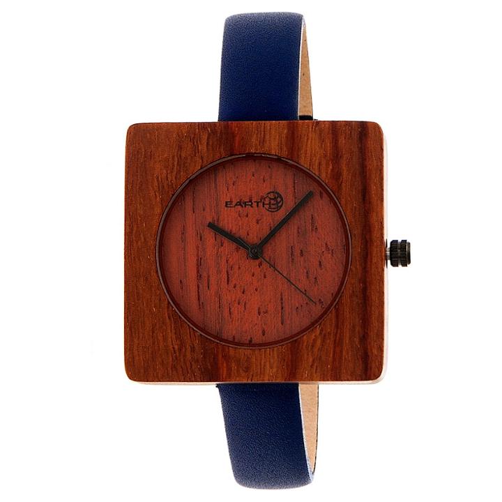 Earth Wood Goods Earth Wood Women's Teton Leather Strap Watch - Red, Navy