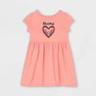 No Brand Black History Month Toddler Girls' Akoma Ruffle Cap Sleeve Dress - Coral Pink Hearts