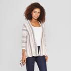 Women's Long Sleeve Jacquard Open Cardigan - Knox Rose Pink S,