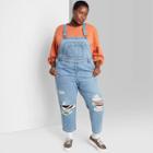 Women's Plus Size Oversized Distressed Overalls - Wild Fable