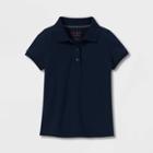 Toddler Girls' Short Sleeve Pique Uniform Polo Shirt - Cat & Jack Navy