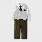 Baby Grand Signature Baby Boys' Printed Shirt With Vest And Corduroy Pants Suit