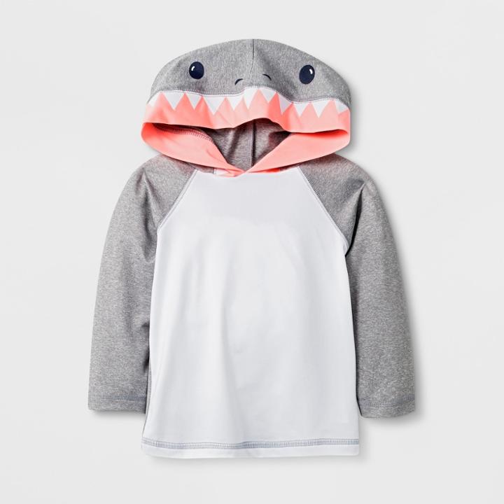 Baby Boys' Long Sleeve Shark Hooded Rash Guard - Cat & Jack Gray