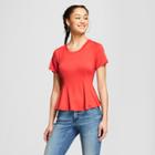 Women's Short Sleeve Peplum T-shirt - Mossimo Supply Co. Orange