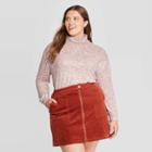 Women's Plus Size Long Sleeve Turtleneck Sweatshirt - Universal Thread Blush 4x, Women's,