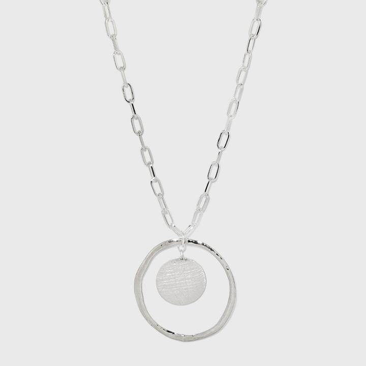Hammered Ring And Disc Pendant Necklace - A New Day