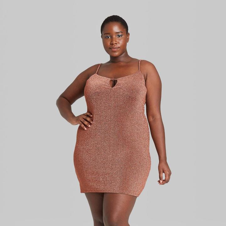 Women's Plus Size Sleeveless Open Back Woven Bodycon Dress - Wild Fable Brown