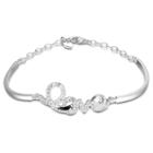 Prime Art & Jewel Sterling Silver Cz 'love' Bracelet, 7.5, Girl's, Clear