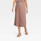 Women's High-rise Midi Slip A-line Skirt - A New Day Brown
