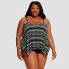 Dreamsuit By Miracle Brands Women's Tankini Top - Dreamsuit By Miracle Multi Stripe Black